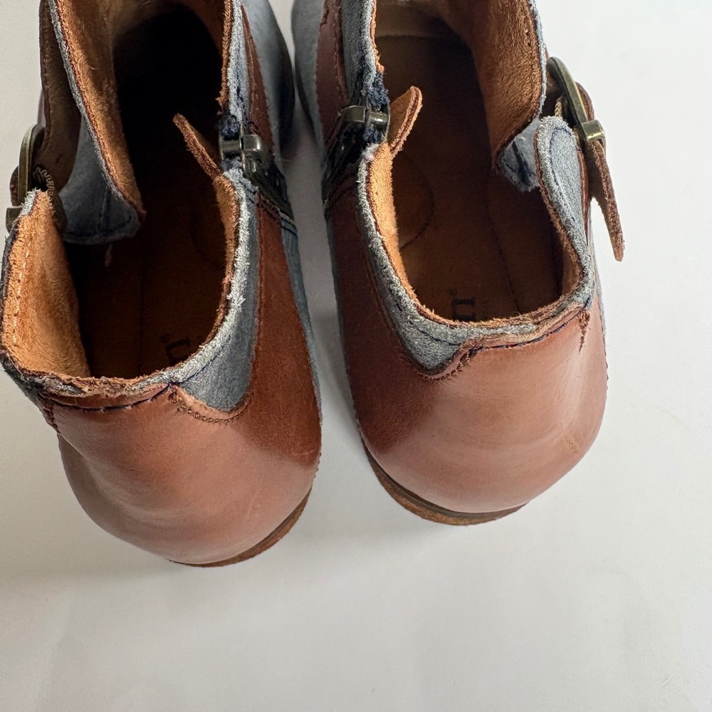 Born Kati Ankle Boots Womens 8 Blue Grey Suede Brown Leather Buckle Booties - Picture 10 of 12
